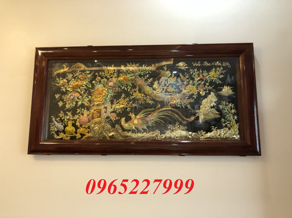Tranh Vinh Hoa Phú Quý bằng đồng khảm ngũ sắc, khổ 1m5 x 0,8m