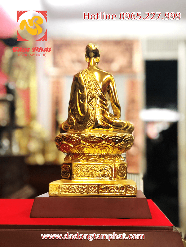 Tượng đồng Phật hoàng Trần Nhân Tông cỡ nhỏ, thếp vàng 9999