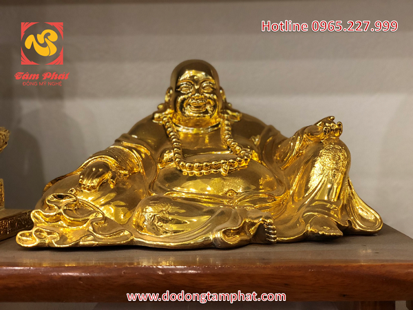 Tượng Phật Di Lặc ngồi thếp vàng 9999 đẹp mắt, cao 30cm
