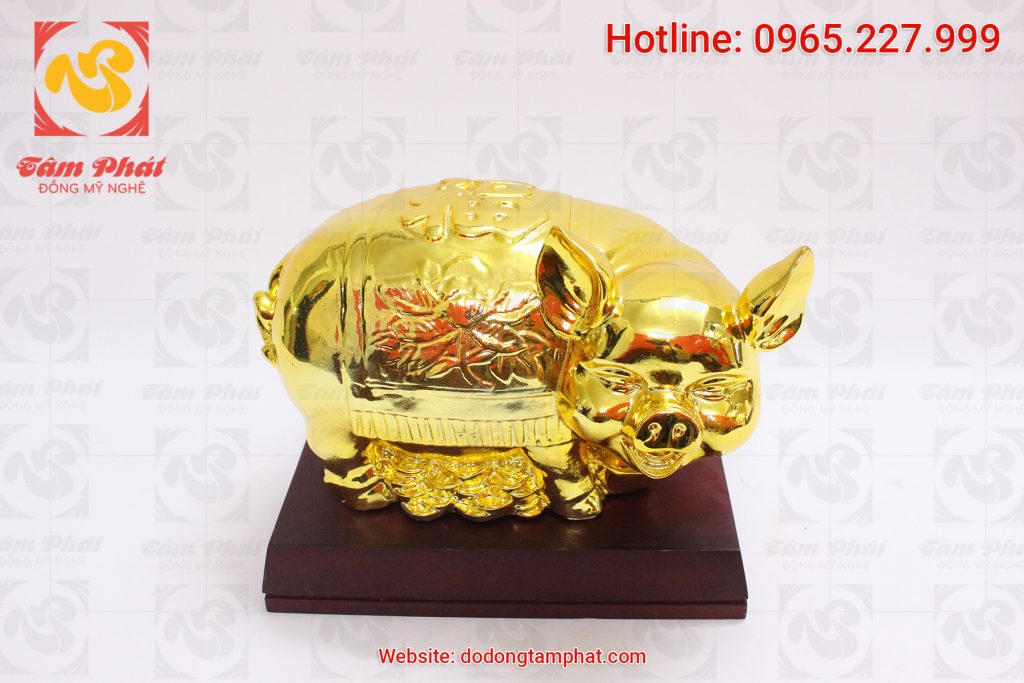 Lợn đồng phong thủy mạ vàng 24k