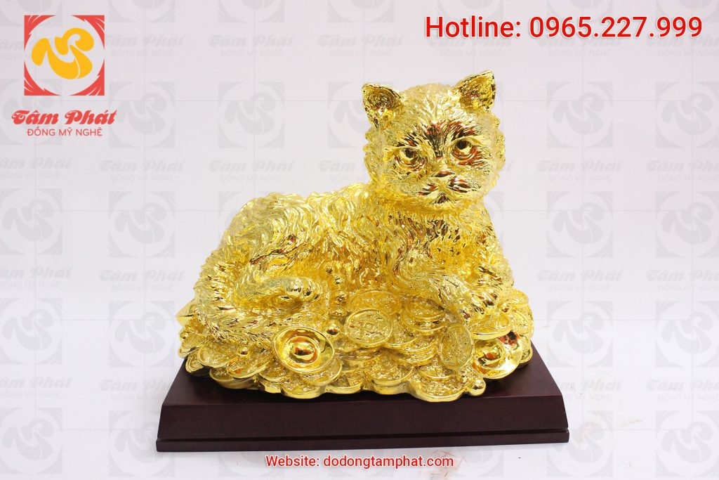 Mèo đồng mạ vàng 24k