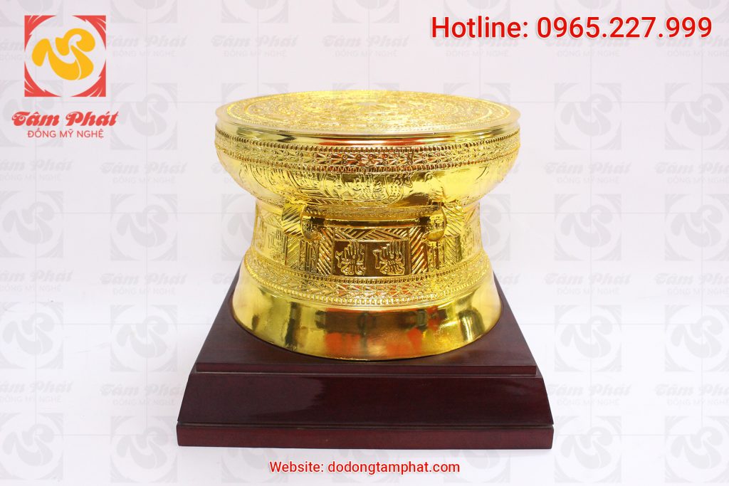  Trống đồng đường kính30cm thiếp vàng 9999