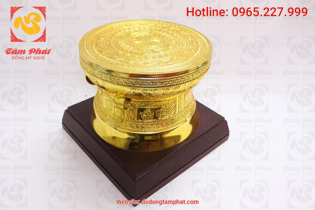 Mặt nghiêng trống đồng đường kính30cm Mạ vàng 24k