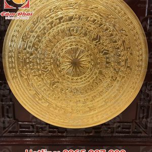 mặt trống đồng 60 cm thếp vàng 9999