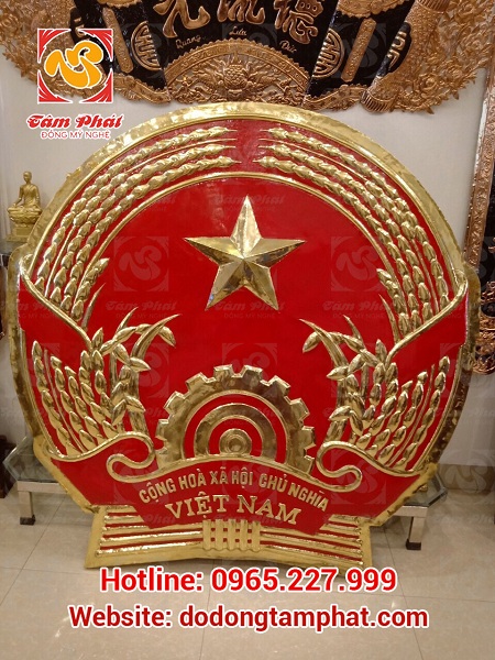 quốc huy nước cộng hòa xã hội chủ nghĩa Việt Nam đồng đỏ mạ vàng