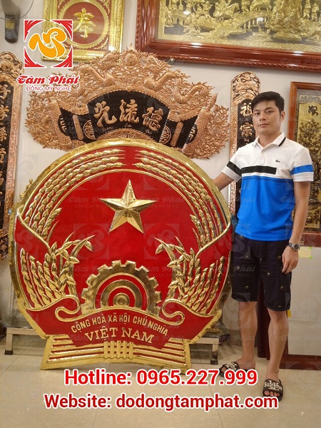 quốc huy nước cộng hòa xã hội chủ nghĩa Việt Nam đồng đỏ mạ vàng