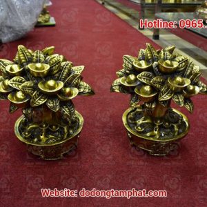 Cây tiền vàng bằng đồng cao 14cm chiêu tài, chiêu lộc