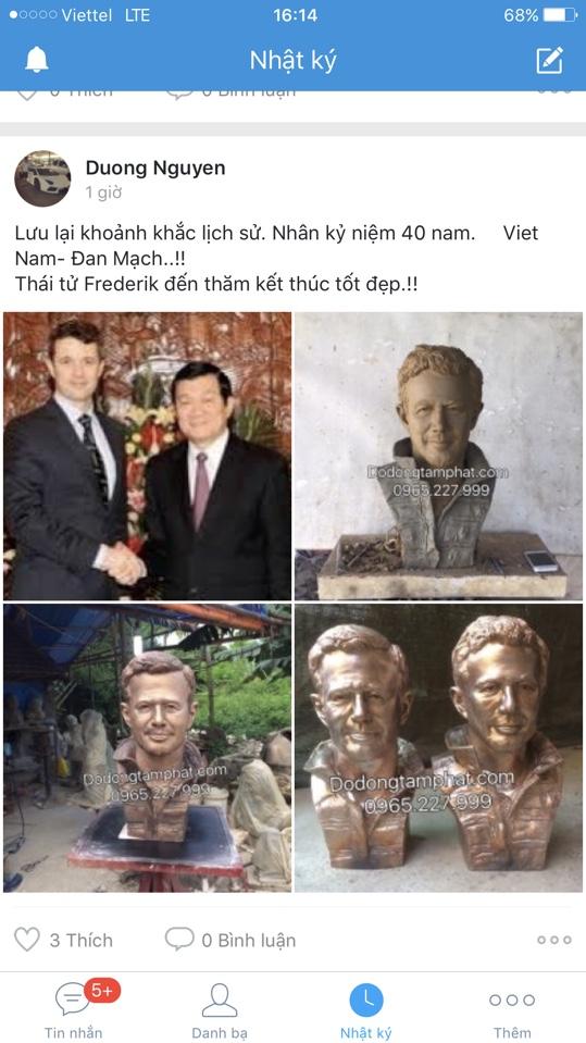 Tượng chân dung Thái tử Đan Mạch Frederik bằng đồng