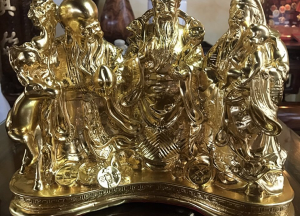 Tượng Tam Đa Phúc Lộc Thọ bằng đồng mạ vàng, cao 22cm