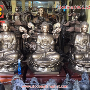 Tượng Tam Thế Phật bằng đồng, đẹp cổ kính tôn nghiêm