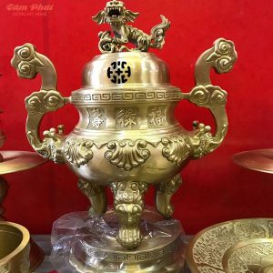 Đỉnh thờ bằng đồng vàng cát tút cao cấp, kích thước đa dạng