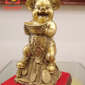 Tượng heo Phúc Lộc bằng đồng vàng tăng cường cát khí