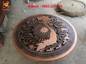 Mặt trống đồng đúc bản đồ Việt Nam đường kính 1m