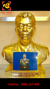 Tượng truyền thần bằng đồng mạ vàng 24k - dát vàng 9999