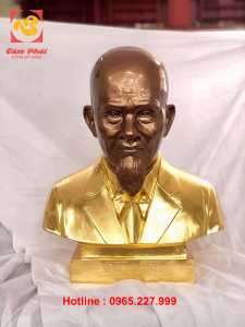 Tượng truyền thần bằng đồng mạ vàng 24k - dát vàng 9999