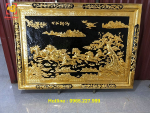 Tranh Mã Đáo Thành Công khung đồng mạ vàng 24k kích thước 1m2x1m7