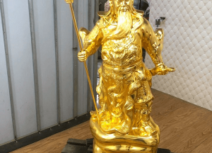 Tượng Quan Công cao 90cm bằng đồng đỏ mạ vàng 24k