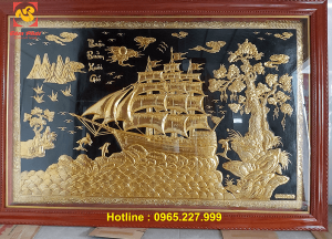 Tranh Thuận Buồm Xuôi Gió bằng đồng mạ vàng 24k kích thước 3mx2m