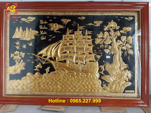 Tranh Thuận Buồm Xuôi Gió bằng đồng mạ vàng 24k kích thước 3mx2m