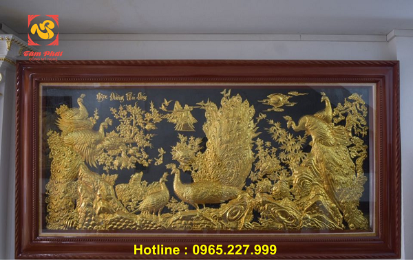 Tranh đồng Ngọc Đường Phú Quý kích thước 2m3x1m2 dát vàng 9999