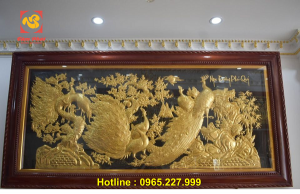 Tranh đồng Ngọc Đường Phú Quý kích thước 2m3x1m2 dát vàng 9999
