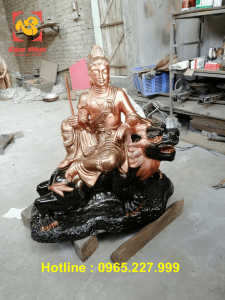 Tượng Văn Thù Phổ Hiền Bồ Tát đẹp tôn nghiêm bằng đồng cao 80cm