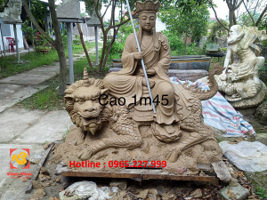 Tượng Bồ Tát Địa Tạng cưỡi Đề Thính đầy tôn nghiêm